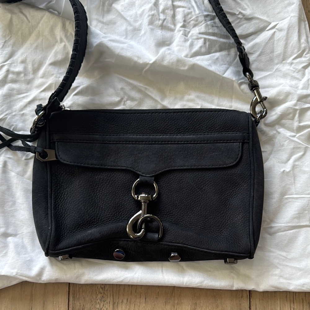 New Rebecca Minkoff Mini MAC Crossbody Black Suede Purse